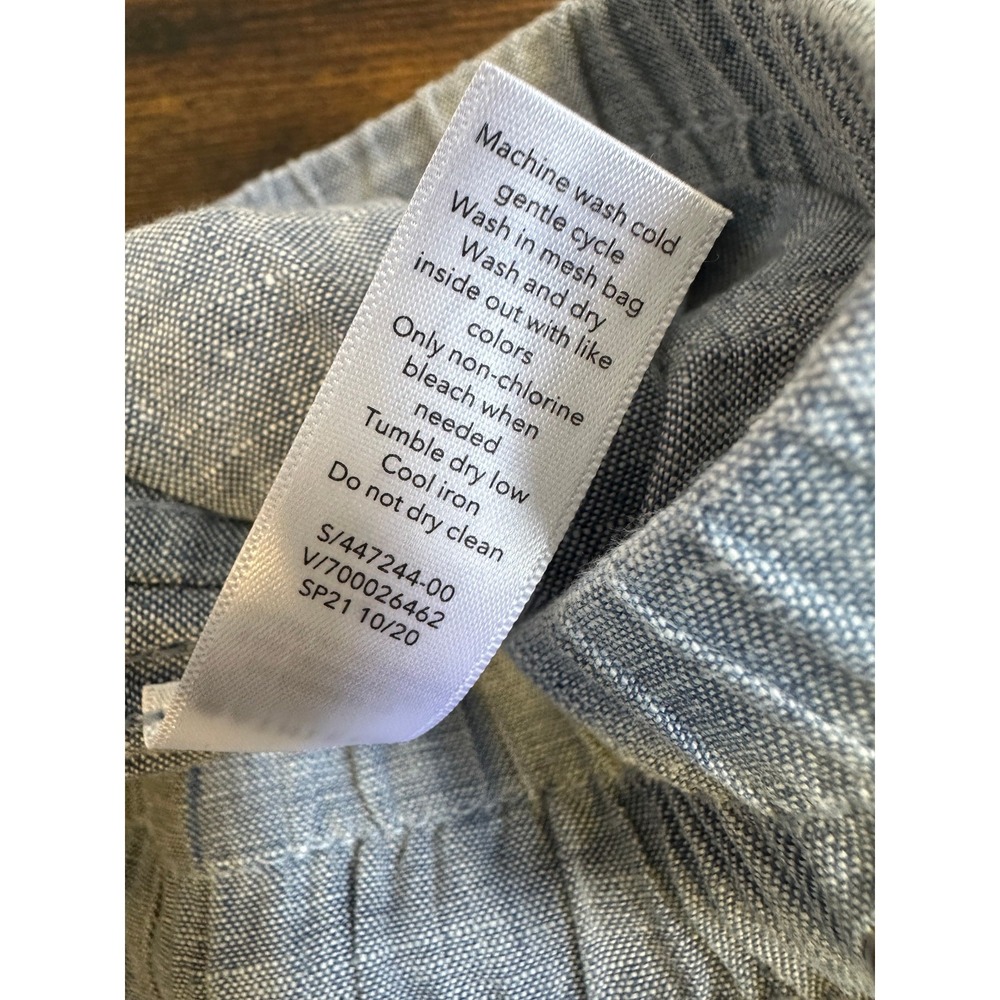 Athleta Cabo Linen Wide Leg Pants Chambray Blue Resort Beach Zip Pockets Size 4 - Picture 9 of 15